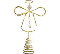 LED Angel Tree Finial Light Up Gold Glitter(With Crystals)