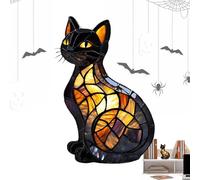 LED Animal Table Lamp, Resin Cat Table Lamp Night Lights for Kids, Statue Halloween Decorations for Home Decor Apartment Office Nursery Living Room Dorm Bar Shelf Christmas Workplaces Shelves