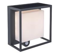 LED Anthracite Solar Power Outdoor Modern Square Flush Wall Light with PIR