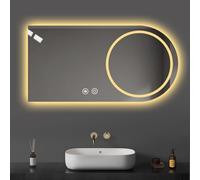 LED Arch Bathroom Mirror 90x60cm 3 Color Dimmable Defogging Explosionproof IP44 HD Wall Mirror for Modern Bathrooms 80x50cm Size Option Available