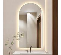 LED Arch Bathroom Mirror, Smart Wall Mounted Mirror With LED Lights, Frameless Vanity Mirror With 3 Color Lights + Infinitely Dimmable For Living Room Bathroom Entryway, Easy To Install (Size : 50x80