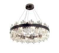 LED Art Deco Round Oval Black Chrome d Crystal Hanging Lamps Chaner Lighting Lustre Suspension,Modern