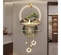 LED Art Wall Decor - Hanging Painting With Koi Fish, Welcoming Pine, High Mountains and Flowing Water Decoration Lamp for Entrance Hallway (Multi-colored-A, 60x136cm)