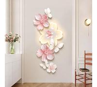 LED Art Wall Sculptures, Modern Petal Butterfly Decoration 3D Wall Art Decor, Landscape With Light, For Living Room Bedroom Hallway Entrance Home Interior (A 80x37cm/31.4x14.5in)