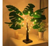 LED Artificial Monstera Tree Lights Decorative Table Lamps 3xAA Battery or USB Powered for Summer Party, Poolside,Tropical Jungle, Fireplace, Bedroom Bathroom Decor(21.6Inch/55CM)