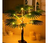LED Artificial Palm Tree Lights Decorative Table Lamps 3xAA Battery or USB Powered for Summer Party Poolside Indoor Home Fireplace Bedroom Office Decor(23.6Inch/60CM)