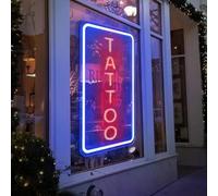 LED Arylic Tattoo Neon Sign for Tattoo Shop Door Wall Light up Decor，Reusable and Dimmable Tattoo Gifts for Tattoo Lover,Tattoo Decor Shop Sign Open,43x22.8CM