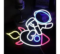 LED Astronaut Neon Sign Astronaut Sitting On Rocket Light Up Signs for Bedroom Home Game Room Beer Bar Club Pub Hotal Desk Wall Art Decorations Party Light kids'Birthday Christmas Gifts.