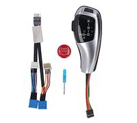 LED Automatic Gear Shift Knob for Z4 E85 E86 2001-2008, Left - Hand Drive Replacement with Red Button, PU Leather Wrap, LED Gear Indicator Light, Includes Adapter Harness & Sta (Electroplated Silver)
