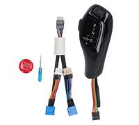 LED Automatic Gear Shift Knob, Replacement for X3 E83 2004 - 2010, Left Drive Side Red Button Smooth Shift Knob with LED Light, PU Leather Wrapped for Comfortable Driving Experienc (Glossy Black)