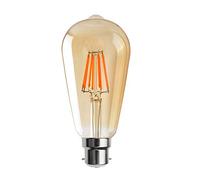 LED B22 Light Bulb, ST64 8W (60Watt Equivalent) Dimmable 2700K Warm White 806 Lumens Bayonet Base Vintage Amber Glass LED Filament Bulb for Squirrel Cage Lamp & Home Decoration [Energy Class