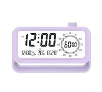 LED Backlight Alarm Clock with USB Charging Port 3 Alarm Settings Countdown Timer and Real-time Temperature Measurement (Purple)