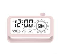 LED Backlight Digital Clock with USB Charging Port 3 Alarm Modes Countdown Timer and Built-in Temperature Monitoring System (Pink)