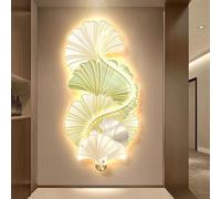 LED Backlit 3D Wall Art - Koi Fish & Ginkgo Leaf Relief Sculpture, Large Lighted Decor for Living Room & Entryway, 31.5x63.0in, Unique Home Decoration