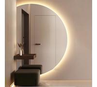 LED Backlit Adjustable Anti-Fog Wall Mirror 90cm Frameless Semi-Circle Bathroom Mirror 35x24in Perfect for Vanity and Modern Decor