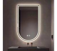 LED Backlit Arch Mirror for Bathroom - Adjustable Brightness, Anti-Fog, Tri-Color, Vertical/Horizontal (70 x 120 cm Cutout) - Modern Indoor Decor