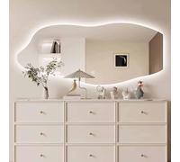 LED Backlit Asymmetrical Bathroom Mirror Adjustable Color Temperature Anti-Fog Touch Sensor Wall-Mounted Irregular Design 100cm/39in - Modern Vanity Essential