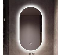 LED Backlit Bathroom Mirror 40x80cm Oval WallMounted with Touch Switch Adjustable 3Color Light & Dimmable Brightness Single Touch Control (Color: A)
