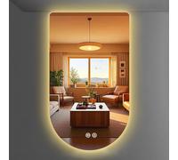 LED Backlit Bathroom Mirror 50x80cm Arch Design Dimmable 3-Colour Lighting Anti-Fog Memory Function Illuminated Wall Mirror for Modern Bathrooms