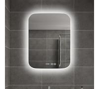 LED Backlit Bathroom Mirror 70x90 cm Adjustable Wall-mounted Vanity Mirror with 3 Light Colors Touch Switch Anti-Fog for Elegant Bathrooms