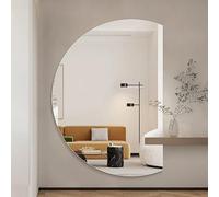 LED Backlit Bathroom Mirror Frameless Full-Length Anti-Fog Touch Switch 3 Color Modes Semi-Circle Design (Left Side 110x70cm)