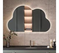Led Backlit Bathroom Mirror, Unique Vanity Mirror LED Irregular Mirrors Clound Shape Decor Mirror, 3000K/4000K/6000K Mordern Makeup Mirror DIY Frameless Illuminated Wall Mirror(60x80cm) (Dim (Dim