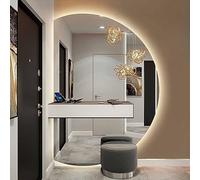LED Backlit Bathroom Wall Mirror Dimmable Anti Fog Cosmetic Mirror Smart Makeup Mirror Large Round Design for Perfect Lighting Left Right Cut Ideal for Grooming