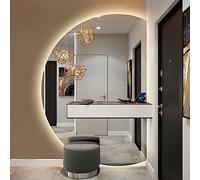 LED Backlit Bathroom Wall Mirror Large Anti Fog Vanity Mirror with Dimmable Light Smart Makeup Mirror with Left Right Cut Perfect for Home & Salon Use