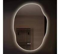 LED Backlit Frameless Irregular Wall Mirror - Adjustable Tricolor Bathroom Mirror with Anti-Fog Feature & Smart Touch Button (70x90cm)