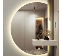 LED Backlit Half-Circle Wall Mirror 84x120cm Anti-Fog Touch Sensor Bathroom Mirror Dimmable Lighting for Dressing Room & Vanity Modern Decor (Color: Ri)