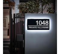 LED Backlit House Number Sign, Personalised Address Sign, House Number Box (30x15cm)