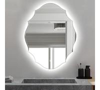LED Backlit Irregu ss Bathroom Mirror Angled Wavy Wall Mirror for Above Sink or (50 x 70 cm) - Modern Detive Mirror for Home Makeup & Grooming.
