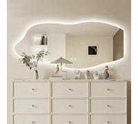LED Backlit Irregular Bathroom Mirror Water Drop Decorative Mirror 3 Color Adjustable Anti Fog Lighted Vanity Mirror Modern Contemporary Design for Home Decor
