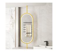 LED Backlit Oval Floating Mirror for Bathroom, Dressing Room & Decor - Customizable Post - Gold Finish, 50 x 100 cm - Stylish & Functional Wall Art
