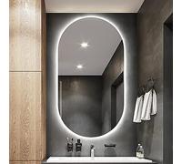 LED Backlit Oval Mirror - Wall-Mounted Makeup & Bathroom Mirror Modern Design for Hallway & Illuminated Makeup Mirror for Perfect Lighting