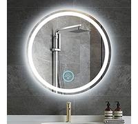 LED Backlit Round Bathroom Mirror, Touch Sensor Makeup Vani Mirror with Adjustable Color Lights, Wall-Mounted Lighted Mirror for Perfect Grooming
