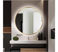 LED Backlit Round Bathroom Mirror with Gold Frame Modern WallMounted Makeup & Shaving Mirror Unbreakable 50x50cm 60x60cm 70x70cmStylish & Functional
