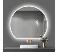 LED Backlit Wall Mirror Asymmetrical Bathroom Mirror with Touch Control 3 Light Colors & Brightness Adjustment Irregular Design Anti-Fog Feature Size: 70 cm