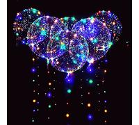 LED Balloons 10 PACKS, 20 Inches Light Up BoboBalloons Helium Style,Glow Bubble Balloons for Christmas Wedding Birthday Valentines Day Halloween Party Supplies Decorations (Colorful 12 Packs)
