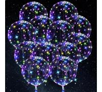 LED Balloons Light Up Balloons, 12 Pack Clear Bobo Balloon 20 Inches Reusable Helium Glow in the Dark Party Balloon for Valentines Day Birthday Wedding Christmas Decoration (Colorful)