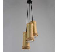 Led Bamboo Art Pendant Ceiling Light American Country Retro Neutral Light Decoration Creative Suspension Lighting Personality Hemp Rope Hanging Lamps for Restaurant Bar Table Cafe,3-Lights,3-Lig