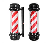 LED Barbers Pole,Outdoor Rotating Luminated Hair Salon Sign Retro Style Waterproof Wall Mounted Lamp LED Red White Stripes,red white