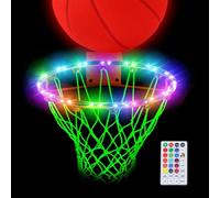 LED Basketball Rim - 16-Color Changing Light-Up Hoop | Waterproof Remote Control | Ultra-Bright Four Lighting Modes | Night Outdoor Basketball Games Training Accessory for Sports Enthusiasts