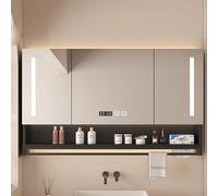 LED Bathroom Cabinet with HD Mirror Wall-Mounted Anti-Fog Storage Smart Touch Control Illuminated Narrow Medicine Cabinet with Temperature & Time Display for Small Spaces