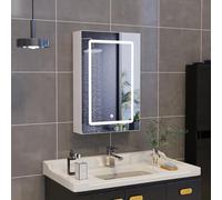 LED Bathroom Cabinet with Lighting 50x70cm 3 Modes Touch Switch White Modern Storage Solution with 3 Shelves for Stylish Bath Spaces