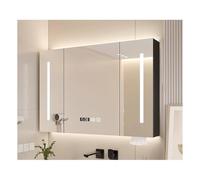 LED Bathroom Cabinet with Mirror Multifunctional Black Design Space-Saving Solution for Home Apartments Hotels 90 x 70 cm Modern Lighting