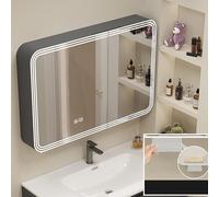 LED Bathroom Cabinet with Storage - 78.7 cm Anti-Fog Aluminum Wall Mirror Rust-Resistant Modern Design for Ultimate Convenience (Gray)