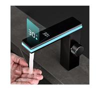 LED Bathroom Faucet with Digital Temperature DisplayBlack Single Handle Mixer Tap for Sink RV Bar LaundryAmbient Light for Modern Home Decor