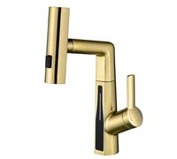 LED Bathroom Faucet with Waterfall Rainfall Design, Pull Out Sprayer, Single Handle Basin Mixer Tap, Brushed el h, Temperature Display for Modern Bathrooms