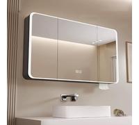 LED Bathroom Medicine Cabinet with Anti-Fog, Smart Touch Switch, HD Mirror for Makeup Vanity, Wall-Mounted Design with Paper Hole - Stylish & Functional Storage Solution
